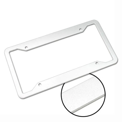 Aluminium alloy stainless steel license plate frame in black finish showing vehicle registration plate protection