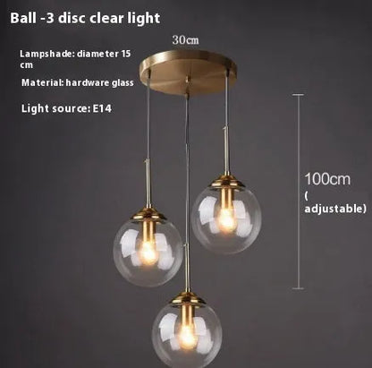 Simple modern round glass ball chandelier ceiling light in Nordic style