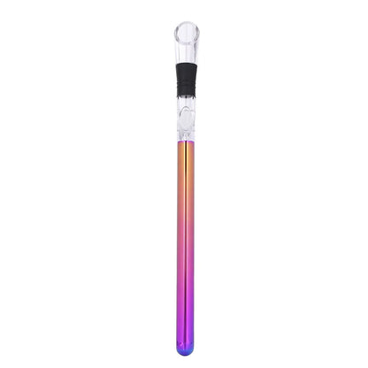 Stainless steel wine chilling rod with acrylic aerator pourer for cooling bottles from inside