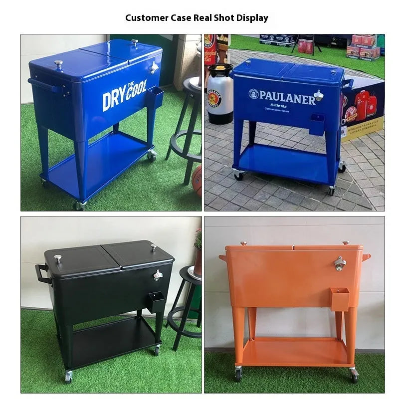 Red outdoor insulated trolley with iron and PP construction and 750ml capacity