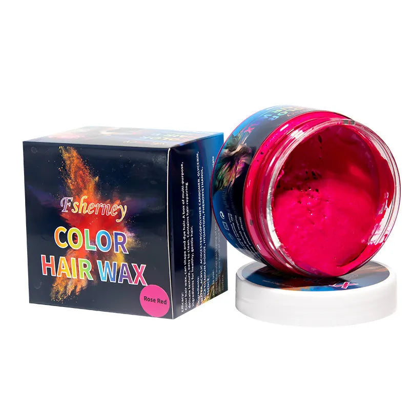 120g hair styling clay pot in one of nine colours: White, Orange, Red, Yellow, Blue, Green, Purple, Rose Red, or Granny Grey