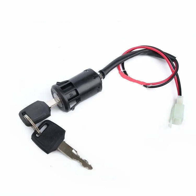 Waterproof electric door lock for car remote start kits with 2-gauge wiring terminals.