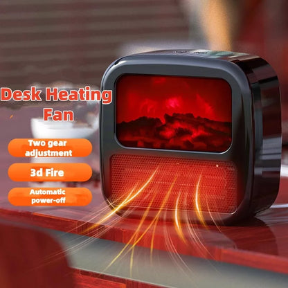 Portable 3D Flame Electric Heater in black with adjustable height and 3 fan speeds