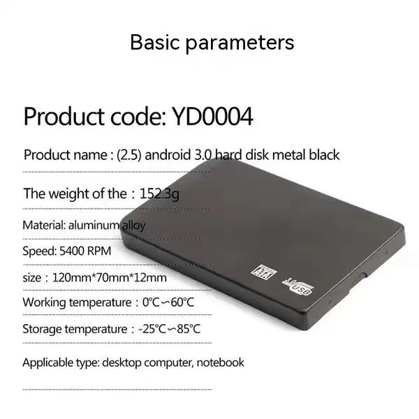 USB 3.0 solid state mobile hard disk with metal shell in black, blue, red, or silver colour