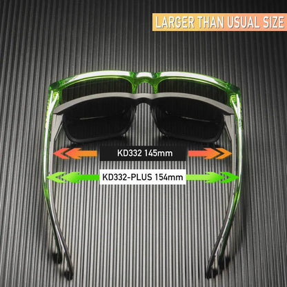 Square polarised sunglasses with TAC lenses and a PC frame, shown in one of 12 available colour options.