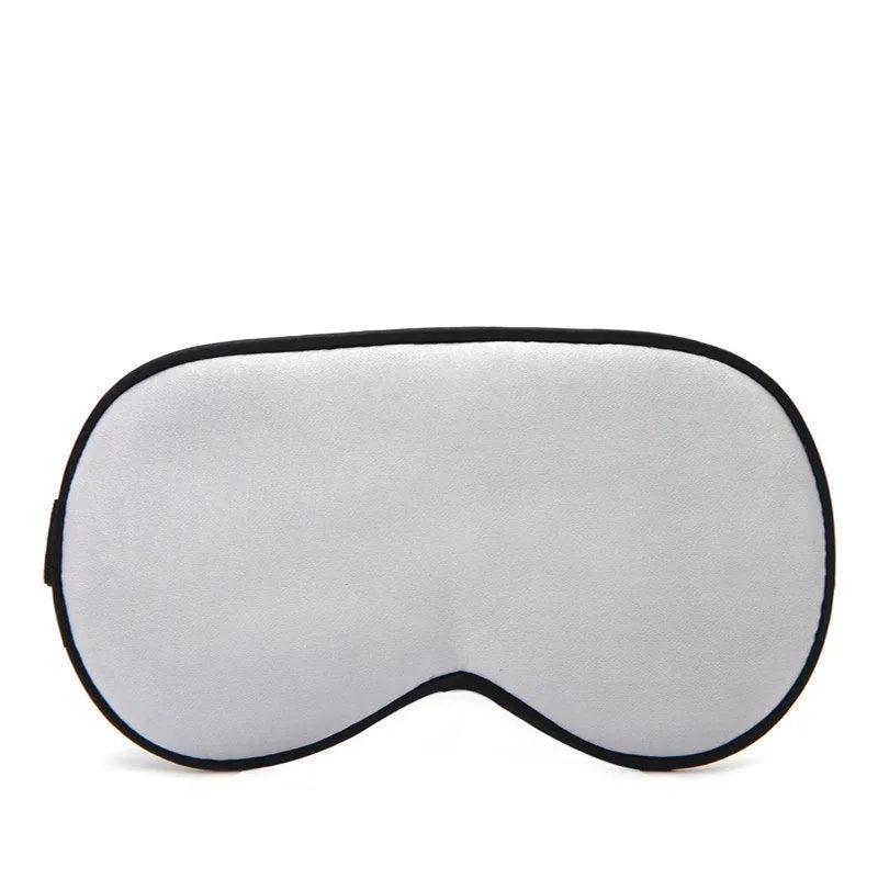 Double-sided mulberry silk eye mask showing 22cm by 11cm dimensions in navy blue colour