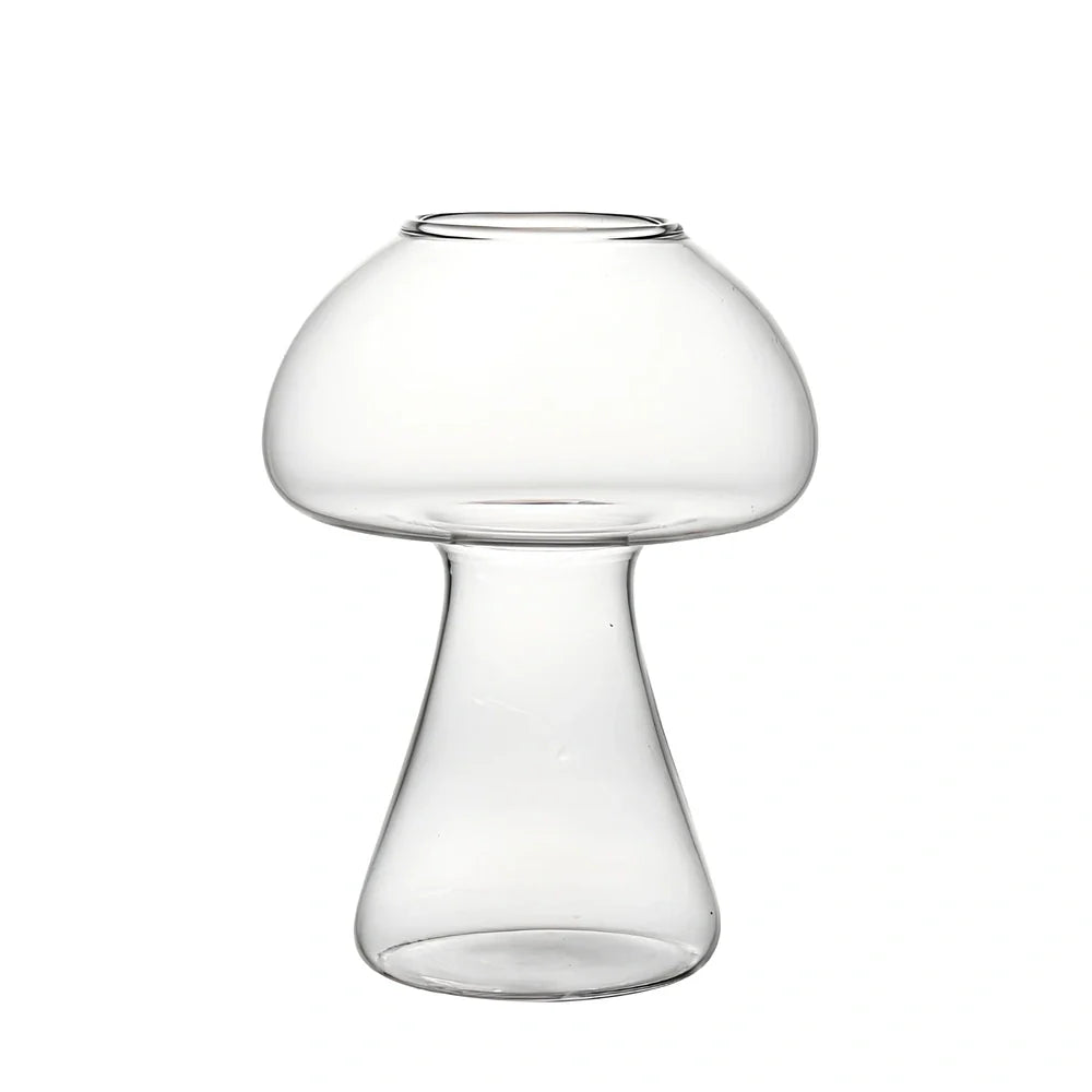 Rose flower shaped wine glass with 100ml capacity in mushroom colour showing stem and measured indicators