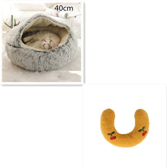 Cozy pet bed with plush and warm fabric for cats and dogs