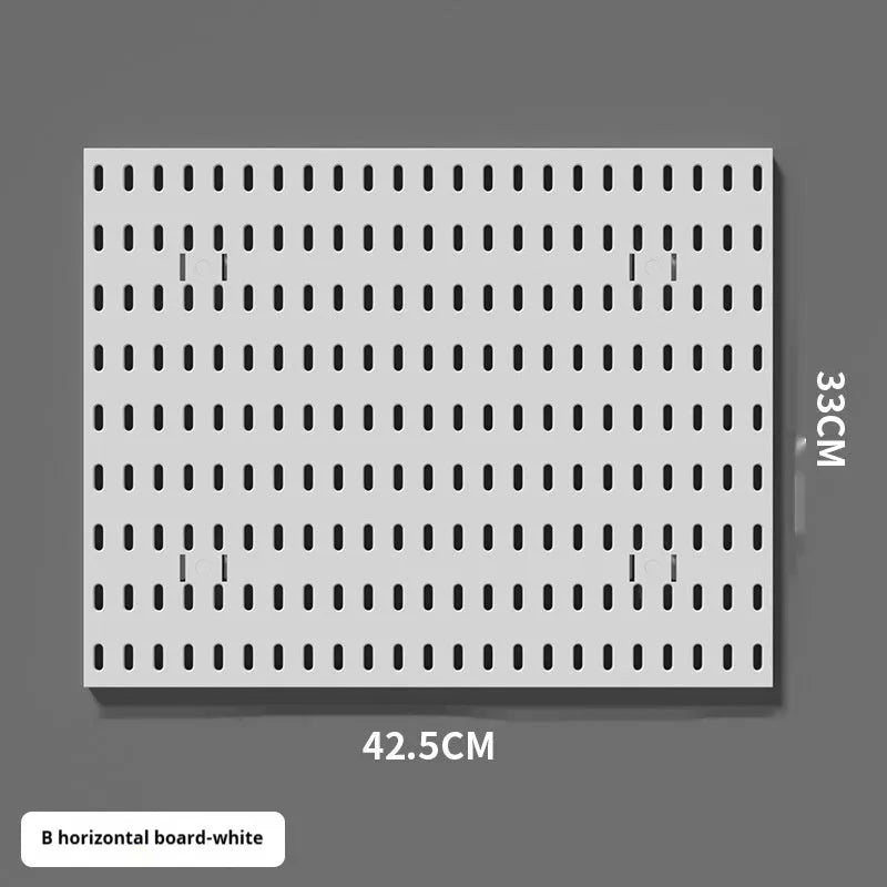 White and black punch-free wall storage rack with multiple size options for cable organisation