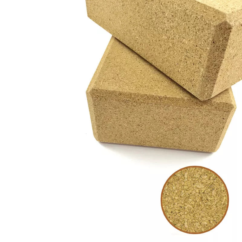 Natural cork yoga brick with high-density EVA material for stability and support