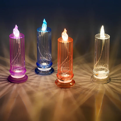 LED electronic candle light in transparent colour with diamond pattern, 15cm height