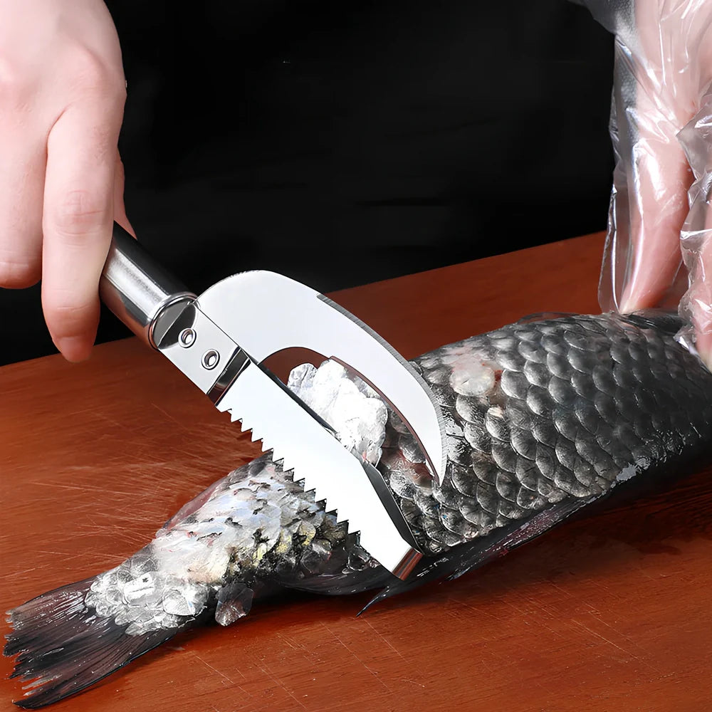 Stainless steel 3-in-1 fish scale planer tool, 22.8x4 cm with knife and opener for scaling and gutting