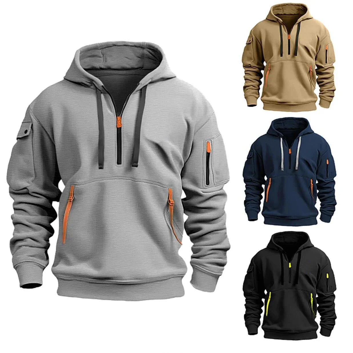 Comfy hooded pullover sweatshirt in various colors and sizes for men and women