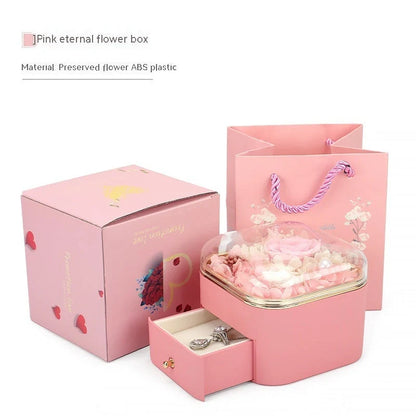 Valentine's Day Rose Flower Drawer Jewelry Box in various colors