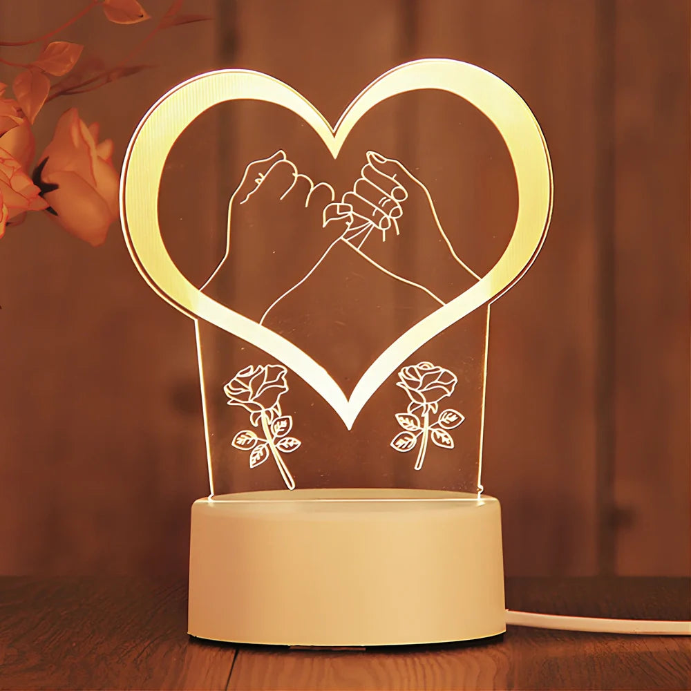 Creative USB bedside night light with acrylic castle scene, 20x17.5cm size, touch control for three light modes