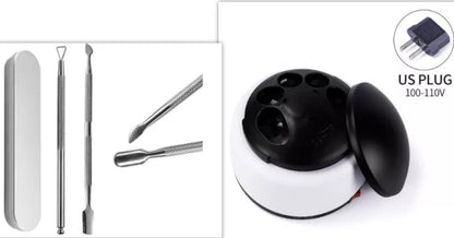 White steam nail polish remover with power cord and adapter, compact design