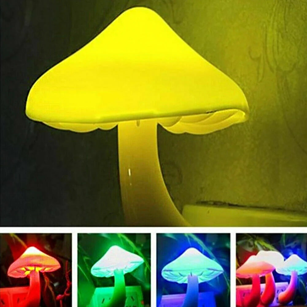 Mushroom-shaped LED night light with automatic sensor in various colors