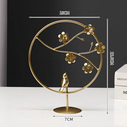 Nordic geometric wrought iron ornament with copper finish measuring 15x20cm