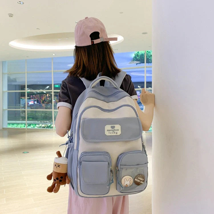 Stylish preppy backpack for women with large capacity and multiple pockets
