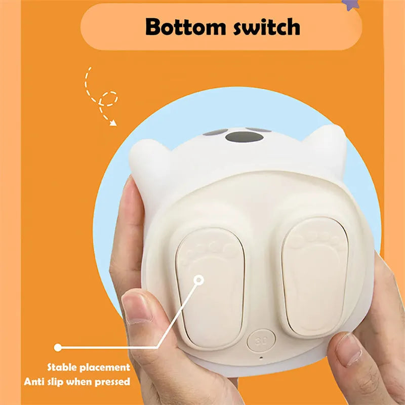White silicone LED night light with touch sensor base showing 110mm height measurement