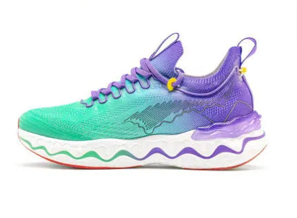 Women's running shoes with cushioned knee pads in various colours like blueberry purple, featuring non-slip soles for hard surfaces