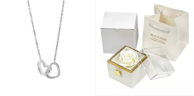 Rotating soap flower rose gift box with jewelry drawer in red, blue, lake blue, or pink