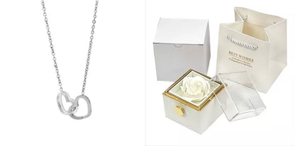 Rotating soap flower rose gift box with jewelry drawer in red, blue, lake blue, or pink
