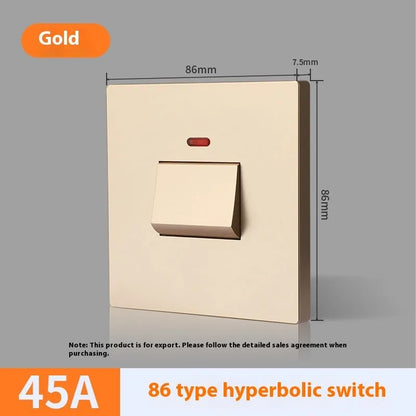 25A and 45A 3P high-power socket switches in gold, grey, or white for curved rack electrical panels