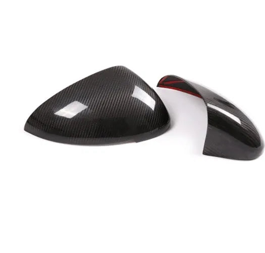 Black true carbon fibre rearview mirror covers for Porsche Macan 2014-2022 models