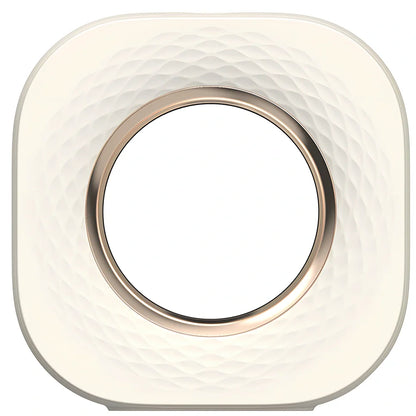 Square ivory white aroma diffuser with dry battery operation measuring 105x105x39mm