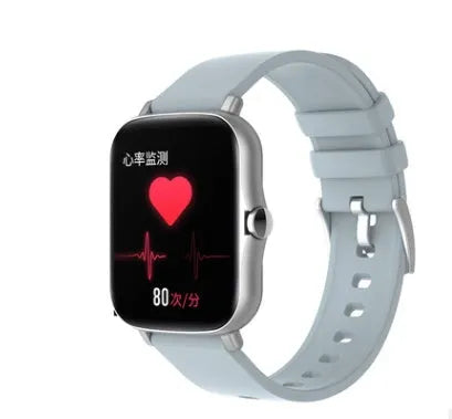 Smart watch with 1.7-inch HD colour touch screen on wrist, showing heart rate data and Bluetooth call interface