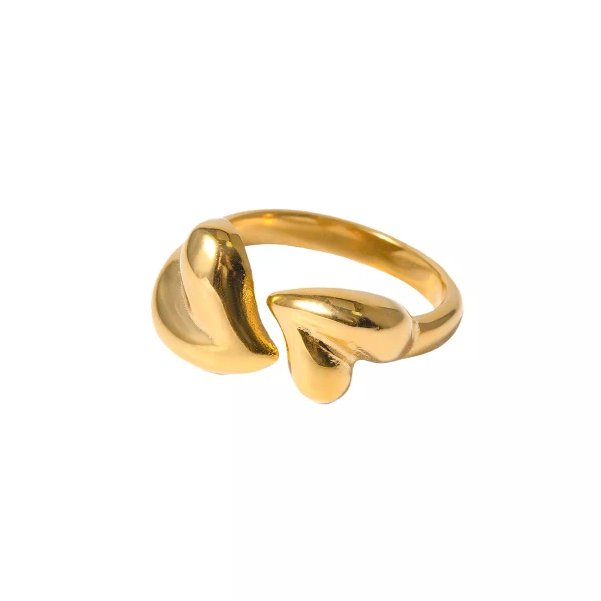 Stainless steel asymmetric heart shape open rings for women, color JDR2312012