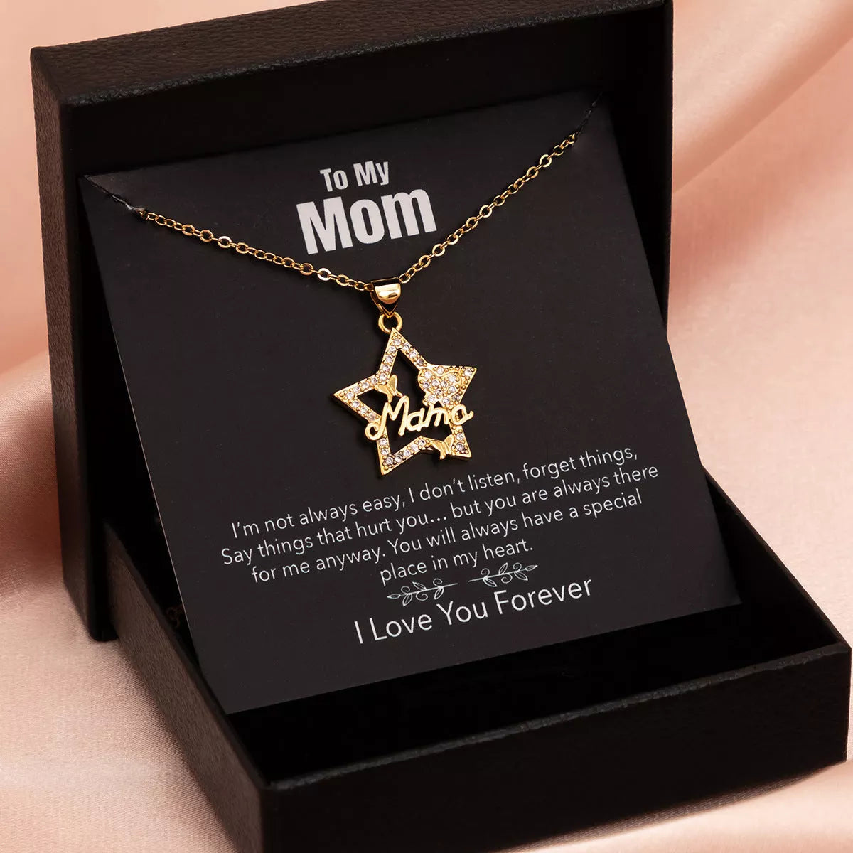 Mother's Day gift necklace with heart-shaped alloy pendant in gift box