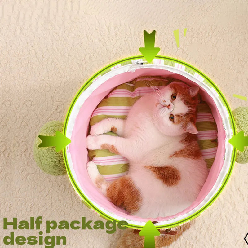 Cauliflower tree hole nest three-dimensional enclosed dog house and creative cat bed dual-purpose pet shelter with enclosed design and creative cauliflower shape, available in green or yellow colour options