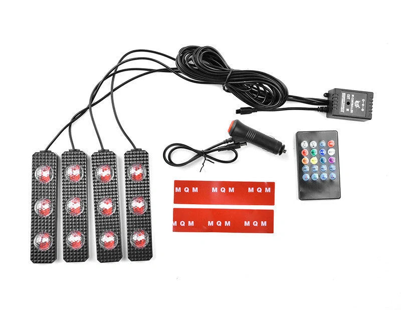 LED Car Footwell Lights creating a starry night effect inside a car