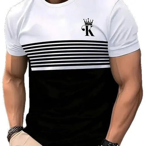 Men's casual short sleeve T-shirt in polyester fabric, loose fit style for summer wear