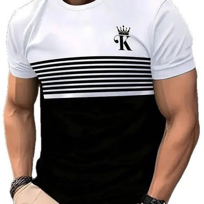 Men's casual short sleeve T-shirt in polyester fabric, loose fit style for summer wear