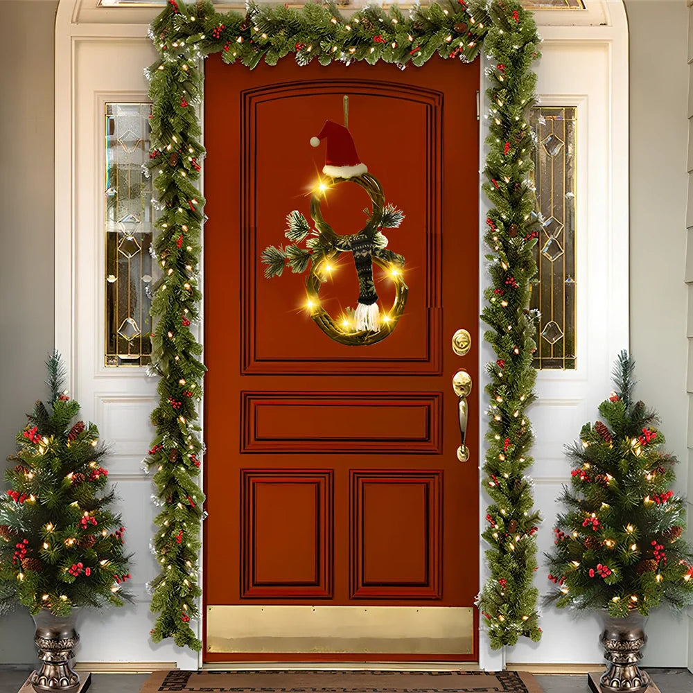 Natural pine needle Christmas wreath with 30cm diameter in grey or red colour options