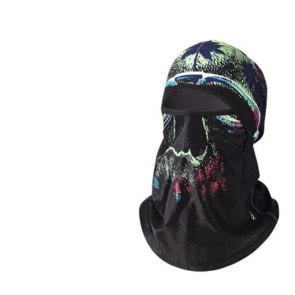 Motorcycle head cover with gloves in patterned grey street style for autumn winter travel