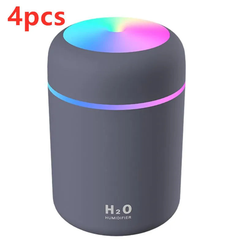 Pink white or navy blue USB desktop humidifier with LED mood lights and 300ml water tank