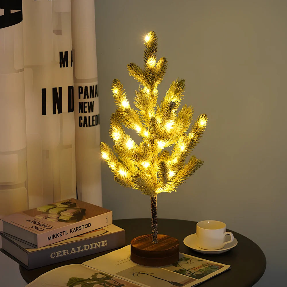55cm tall LED luminous pine tree with 50 warm white lights and PVC cedar branches for Christmas decoration