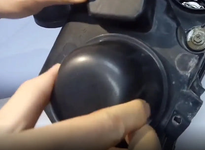 Black silicone LED headlight rear cover for General Motors vehicles, 90mm diameter
