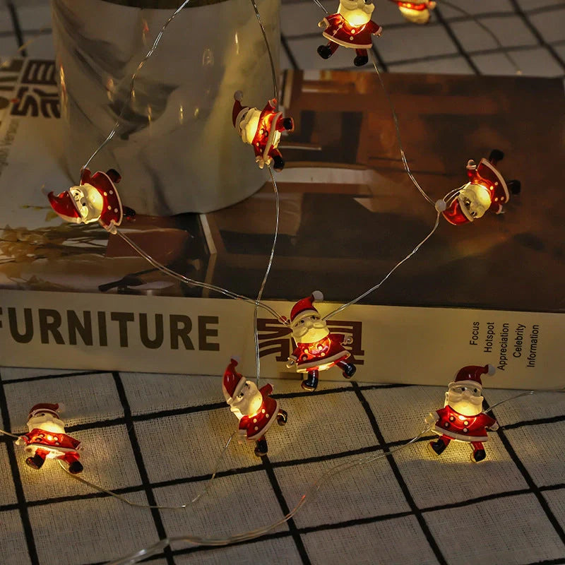 LED string lights with Santa Claus and snowflakes for Christmas decor