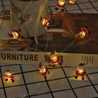 LED string lights with Santa Claus and snowflakes for Christmas decor