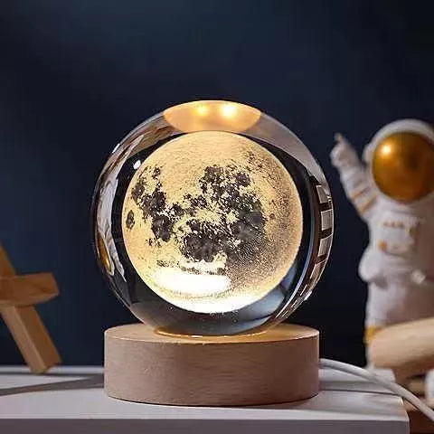 Crystal Ball Night Light with 3D Carved Solar System Design