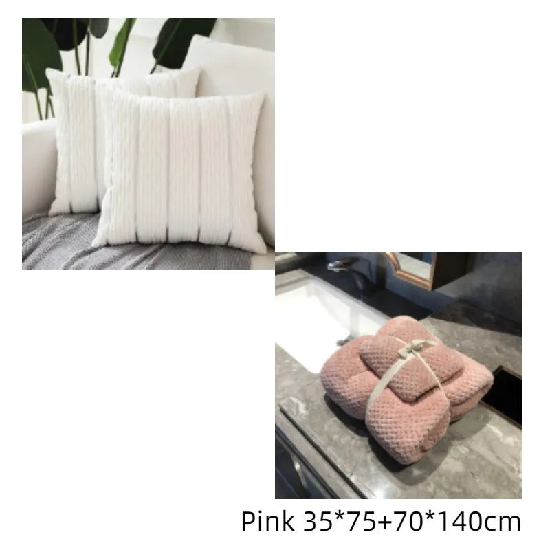 Striped velvet pillow cover in plush flannel velvet material measuring 45x45cm