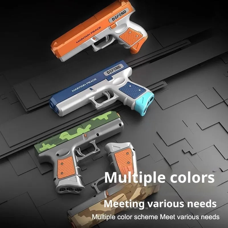 Personalized children toy gun in orange, blue, camouflage green or grey, plastic, soft bullet shooting