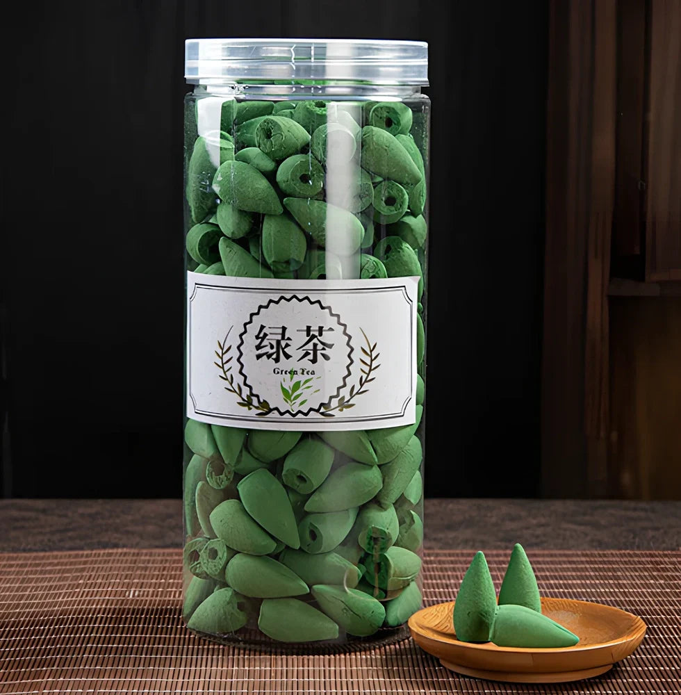 Handmade black glaze ceramic backflow incense burner tower, 10cm high with smoke waterfall effect