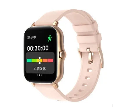 Smart watch with 1.7-inch HD colour touch screen on wrist, showing heart rate data and Bluetooth call interface