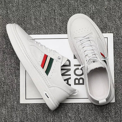 Summer breathable casual shoes with middle heel for students in white